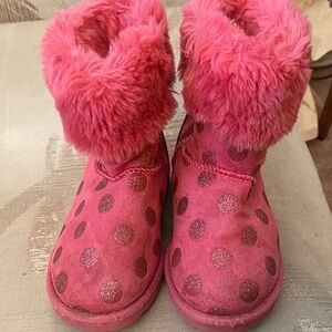 Pink Polka Dot Fur Boots